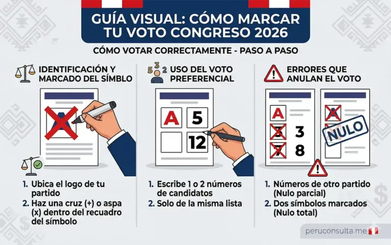 Cómo votar para el Congreso 2026: Guía Oficial de Voto Preferencial 2 Guía visual de como votar